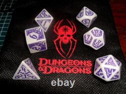 D&d Drow Dice Set Complete With Bag (very Rare Limited Edition Gen Con Promo!)