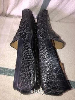 EUC VERY RARE MODEL Mauri Full Genuine Alligator Navy Driver Moccasins 11M ITALY