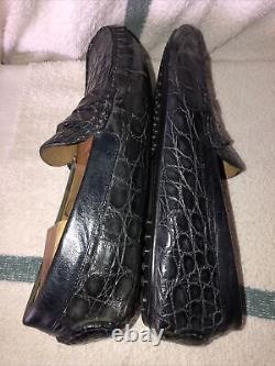 EUC VERY RARE MODEL Mauri Full Genuine Alligator Navy Driver Moccasins 11M ITALY