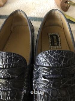 EUC VERY RARE MODEL Mauri Full Genuine Alligator Navy Driver Moccasins 11M ITALY