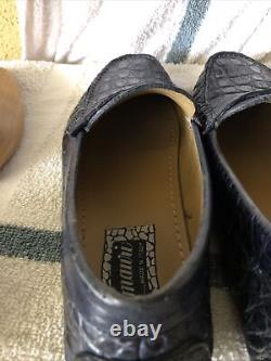 EUC VERY RARE MODEL Mauri Full Genuine Alligator Navy Driver Moccasins 11M ITALY