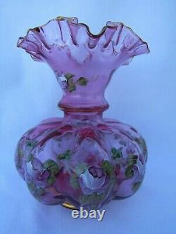 Fenton Charleton Vase Cranberry H. P. Ruffled Melon Extremely Rare Very Detailed