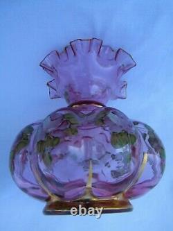 Fenton Charleton Vase Cranberry H. P. Ruffled Melon Extremely Rare Very Detailed