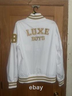 LUC BELAIRE Varsity Jacket White/ Gold Size XL Very Rare Limited Edition