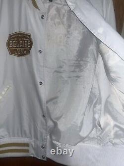 LUC BELAIRE Varsity Jacket White/ Gold Size XL Very Rare Limited Edition