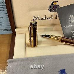 Michel Perchin Ribbed Red And Gold Limited Edition Fountain Pen Very Rare