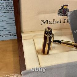 Michel Perchin Ribbed Red And Gold Limited Edition Fountain Pen Very Rare