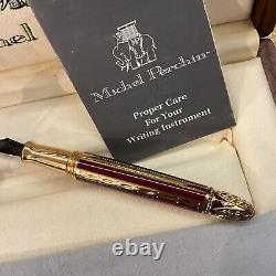 Michel Perchin Ribbed Red And Gold Limited Edition Fountain Pen Very Rare