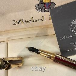 Michel Perchin Ribbed Red And Gold Limited Edition Fountain Pen Very Rare