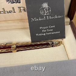 Michel Perchin Ribbed Red And Gold Limited Edition Fountain Pen Very Rare