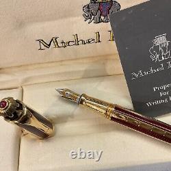 Michel Perchin Ribbed Red And Gold Limited Edition Fountain Pen Very Rare