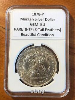 Morgan Dollar 1878 P GEM BU. (8 TF). VERY RARE Limited mint. BEAUTIFUL COIN