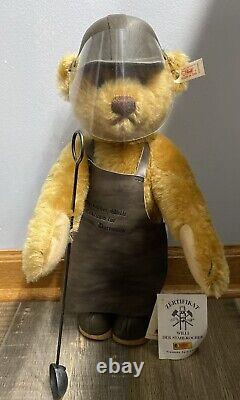 Steiff 1996 Steel Worker Mohair Bear Very Rare Limited Edition 655289