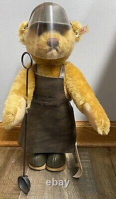 Steiff 1996 Steel Worker Mohair Bear Very Rare Limited Edition 655289