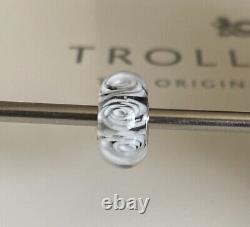 Trollbeads White Roses Glass Bead. Limited Edition, Very Rare