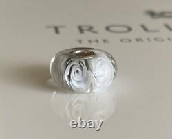 Trollbeads White Roses Glass Bead. Limited Edition, Very Rare