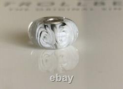 Trollbeads White Roses Glass Bead. Limited Edition, Very Rare