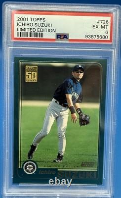 VERY RARE 2001 Topps #726 ICHIRO SUZUKI RC LIMITED EDITION PSA 6 /3905 Mariners