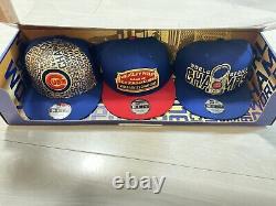 VERY RARE! 2016 Chicago Cubs World Series Champions 3 Hat Limited Edition Box