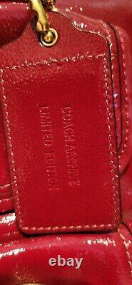 VERY RARE Coach Peyton Ltd Ed Archival Red Patent Handbag Lg Satchel Dustbag NEW