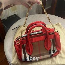 VERY RARE HTF! Burberry Prorsum Limited Edition Red Metallic Plaid Handbag