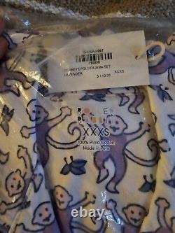 VERY RARE LIMITED -Roller Rabbit Monkey Polo Pajamas LAVENDER Purple XXXS