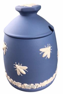 VERY RARE Wedgwood Jasperware Honey Pot Jar with Lid BEES 1960 Limited Edition