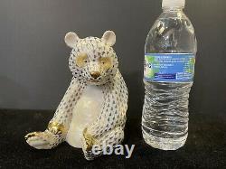 Very Rare Herend Large 6.25 Limited Edition 2002 Gold Fishnet Panda Bear