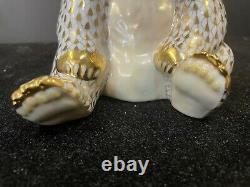 Very Rare Herend Large 6.25 Limited Edition 2002 Gold Fishnet Panda Bear