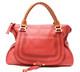 Very Rare! Limited Chloe Rank Aa Marcie Hand Bag Purse Shoulder Leather Red
