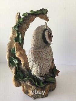 Very Rare Limited Edition Hand Painted and Signed Bohem White Faced Scoop Owl