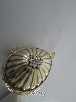 Very Rare Limited Edition Sarah Faberge Gold Pt Silver Egg Diamond Pendant Pearl