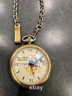 Very Rare Walt Disney Donald Duck Since 1934 Limited Edition Gold Pocket Watch