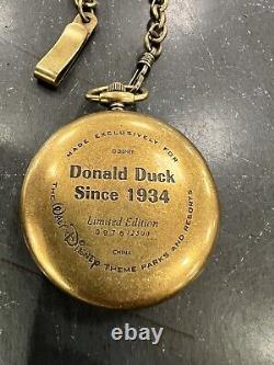Very Rare Walt Disney Donald Duck Since 1934 Limited Edition Gold Pocket Watch