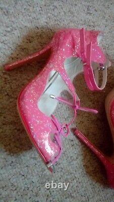 Very rare limited edition neon pink glitter Sophia Webster heels 40 7 vgc