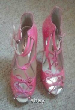 Very rare limited edition neon pink glitter Sophia Webster heels 40 7 vgc