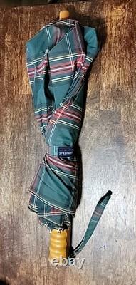 Vintage GH BASS CO. Tartan Plaid Umbrella Red & Green 1990's VERY RARE Limited