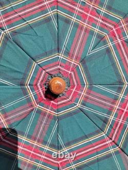 Vintage GH BASS CO. Tartan Plaid Umbrella Red & Green 1990's VERY RARE Limited