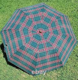 Vintage GH BASS CO. Tartan Plaid Umbrella Red & Green 1990's VERY RARE Limited