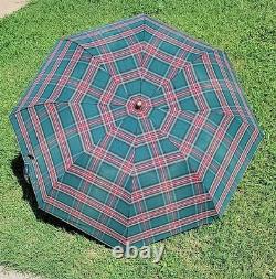 Vintage GH BASS CO. Tartan Plaid Umbrella Red & Green 1990's VERY RARE Limited