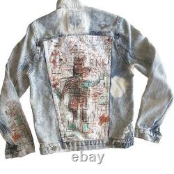 Zara Men's Jean-Michel Basquiat Denim Jacket US Size S Very Rare Limited