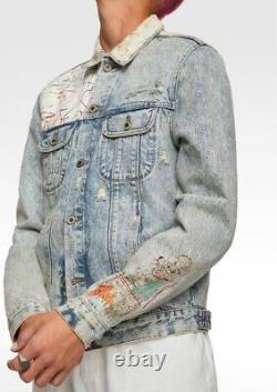 Zara Men's Jean-Michel Basquiat Denim Jacket US Size XL Very Rare Limited Japan