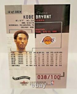 2002-03 Très Rare Fleer Box Score 1ère Édition Kobe Bryant Limited #'d 38/100