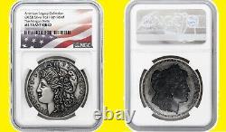 2023 Morgan Ngc Ms 70 Relief Haut Antique Drapeau Très Rare et Limité