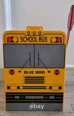 Boîte aux lettres de bus scolaire bleu oiseau jaune TRÈS RARE Édition limitée UNIQUE NEUF À LIRE