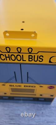 Boîte aux lettres de bus scolaire bleu oiseau jaune TRÈS RARE Édition limitée UNIQUE NEUF À LIRE