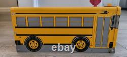 Boîte aux lettres de bus scolaire bleu oiseau jaune TRÈS RARE Édition limitée UNIQUE NEUF À LIRE