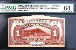 CC028 Très rare Chine-Étranger 2 Preuve 1920 Banque de Canton Limitée (Shanghai) 64