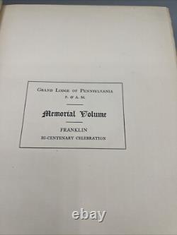 Célébration du Bi-Centenaire de Franklin Vintage 1906 Volume Mémorial Très Rare Limité
