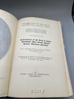 Célébration du Bi-Centenaire de Franklin Vintage 1906 Volume Mémorial Très Rare Limité